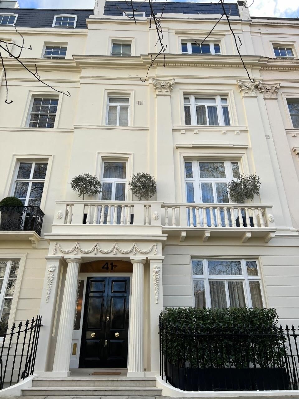 Cream period terrace exterior with balconies